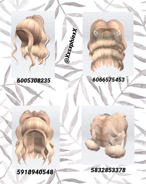 Aesthetic Bloxburg Blonde Hair Codes 2021 Roblox Bloxburg Bloxburg Blond Hair Bun Pony Braid ...