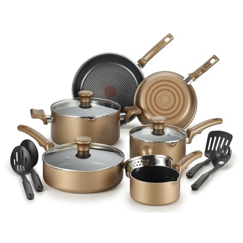 T-fal Cookware Set 14 Piece Non-Stick Pots Pans Aluminum Dishwasher ...