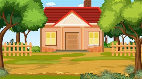 Premium Vector | Scene with house and garden