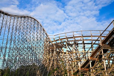 Premium Photo | Wooden roller coaster view on the construction of a large wooden rollercoaster