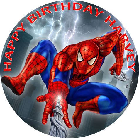 SPIDERMAN BIRTHDAY CAKE EDIBLE ROUND BIRTHDAY CAKE TOPPER DECORATION | eBay