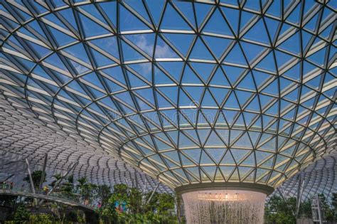 Jewel Changi Airport Indoor Rain Vortex Waterfall, Singapore. Stock Photo - Image of changi ...