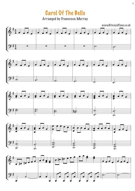 Carol Of The Bells – Sheet Music – Bitesize Piano