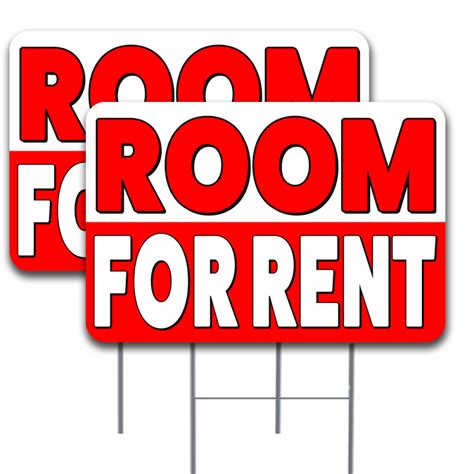 ROOM FOR RENT 2 Pack Double-Sided Yard Signs 16" x 24" with Metal Stakes (Made in Texas)