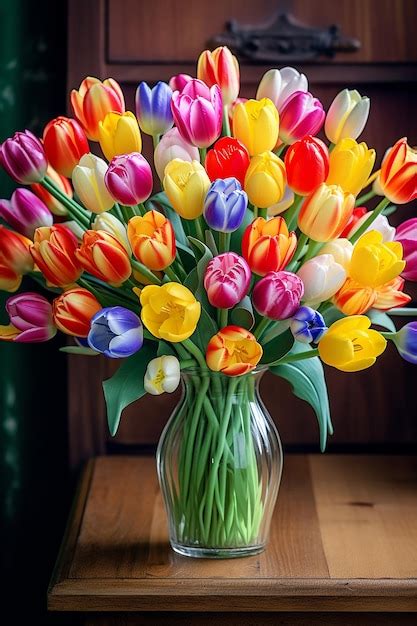 Premium AI Image | Photo beautiful color bouquet of tulips in spring