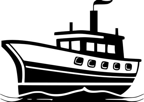 Boat, Black and White Vector illustration 24141694 Vector Art at Vecteezy