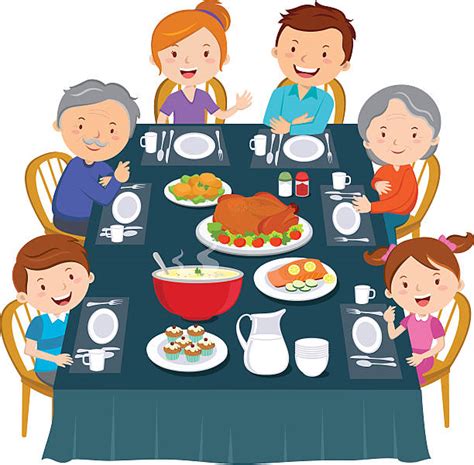 Family Dinner Clip Art, Vector Images & Illustrations - iStock