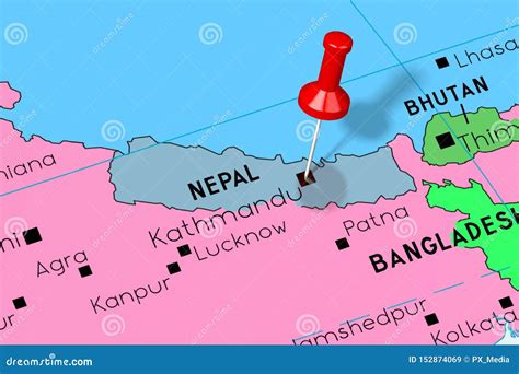 Nepal, Kathmandu - Capital City, Pinned on Political Map Stock ...