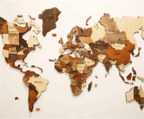 3D Wooden World Map