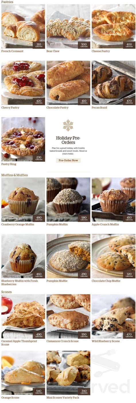 Panera Bread Menu Bakery