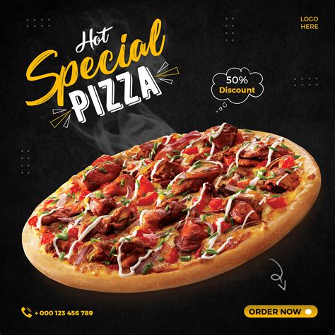 Pizza and Burgers Social Media Post Templates :: Behance