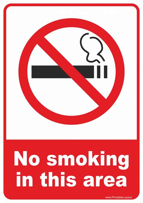 No smoking in this area - printable sign - Free Printables