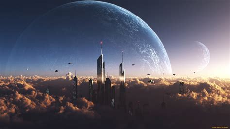 Futuristic Horizons: A Stunning Sci-Fi City HD Wallpaper