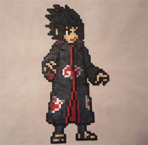 peckaponA bead sprite of Sasuke wearing the Akatsuki robe. | Pixel art characters, Perler beads ...