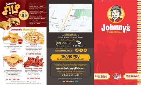 Menu at Johnny's Pizza House pizzeria, Ridgeland