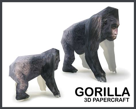 GORILLA 3D Papercraft / Papercraft Animals / Papercraft Model / 3d Origami / Digital Template ...