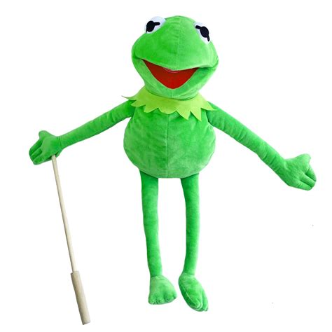 Kermit Frog Puppet With Puppets Arm Control Rod 50 Pcs Kermit Frog Stickers, Soft Hand Frog ...