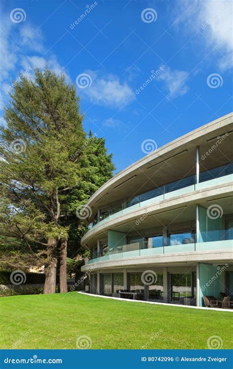 Concrete modern building stock photo. Image of building - 80742096