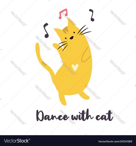 Funny yellow cat dancing to the music Royalty Free Vector