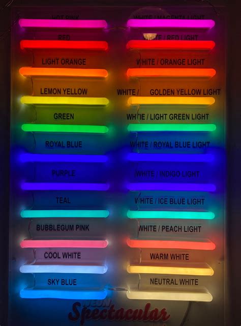 Color Charts — Neon Spectacular