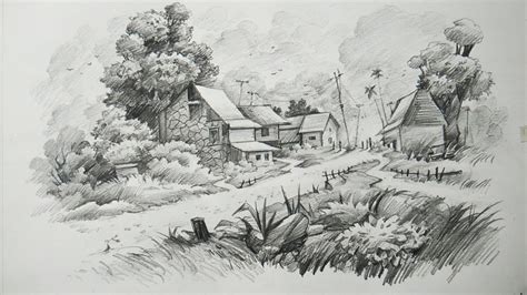 Simple Scenery Drawing Pencil For Kids : Easy pencil shading scenery drawing for kids,landscape ...