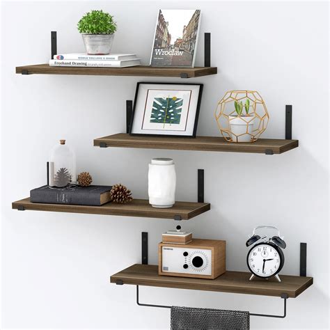 Buy Floating Shelves Wall ed Set of 4, Bathroom Shelf with Towel Bar ...