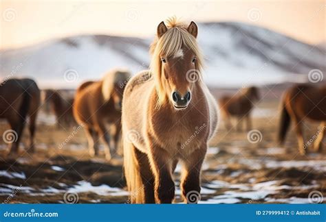 The Icelandic Horse is a Breed of Horse Developed in Iceland Stock Illustration - Illustration ...