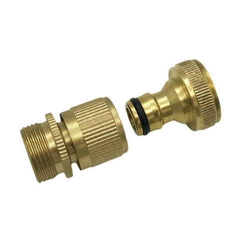 Garden Water Hose Quick Connector 3/4 Inch GHT Brass Easy Connect Fitting Gold - Walmart.com ...