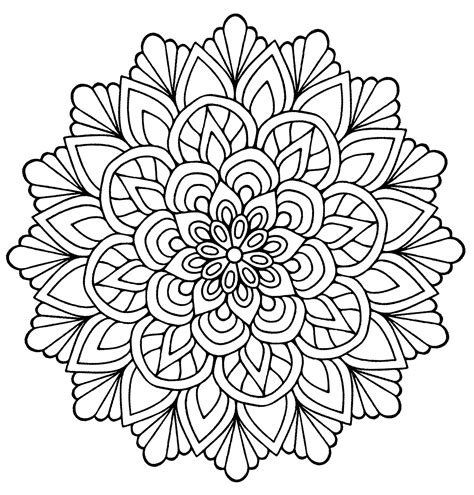 Mandala flower with leaves - Mandalas Adult Coloring Pages