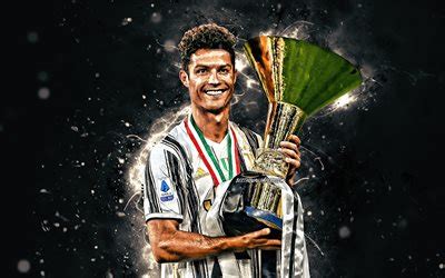 Download wallpapers Cristiano Ronaldo with cup, 4k, Juventus 2020 uniform, CR7, portuguese ...