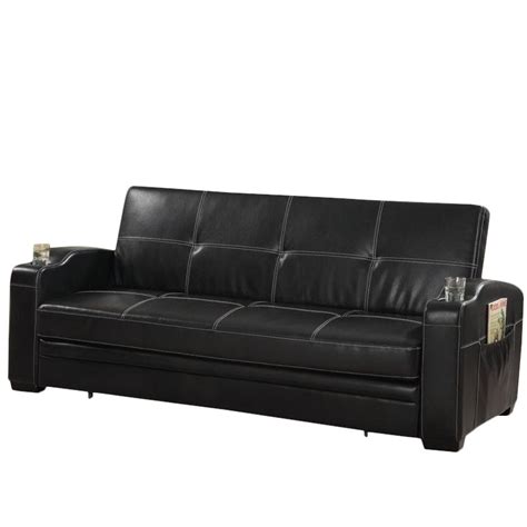 Black Faux Leather Sofa Bed With Storage - Sofa Design Ideas