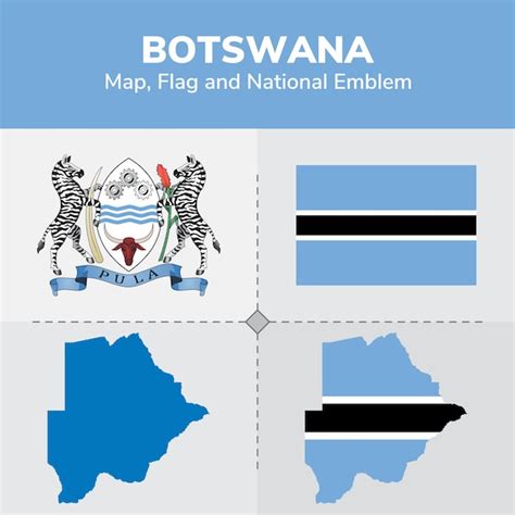 Premium Vector | Botswana map flag and national emblem