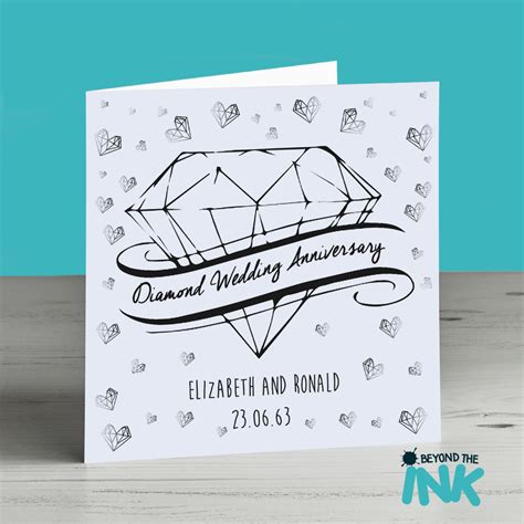 Personalised Diamond Wedding Anniversary Card | Beyond The Ink