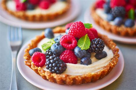 Fruity Berry Tarts with Vanilla Cashew Cream Recipe | Epicurious