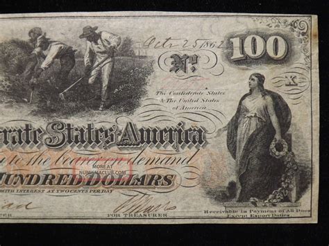 1862 $100 Dollar Confederate States America Paper Note