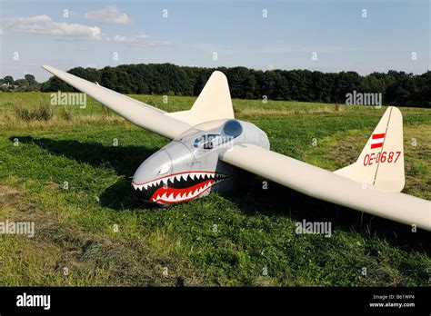 Original glider, flying wing without fuselage, cabin painted with a Stock Photo, Royalty Free ...