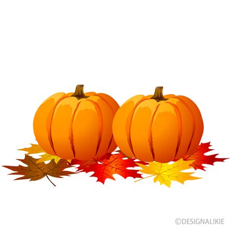 Pumpkins and Autumn Leaves Clip Art Free PNG Image｜Illustoon