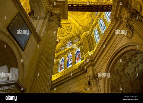 Interior view of Malaga Cathedral, Spain Stock Photo - Alamy