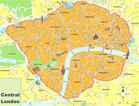 Map of Central London - Ontheworldmap.com