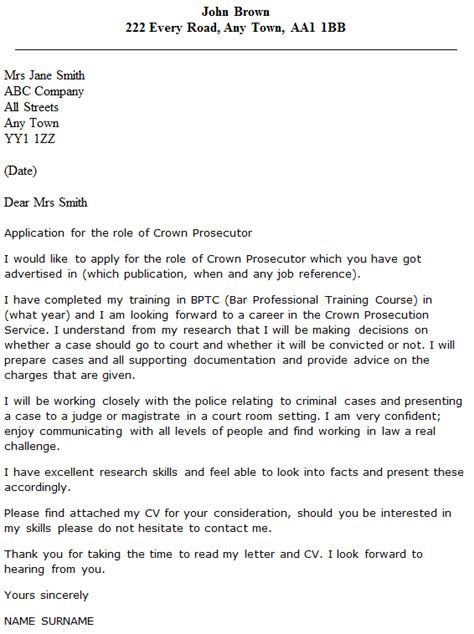 Crown Prosecutor Cover Letter Example - icover.org.uk