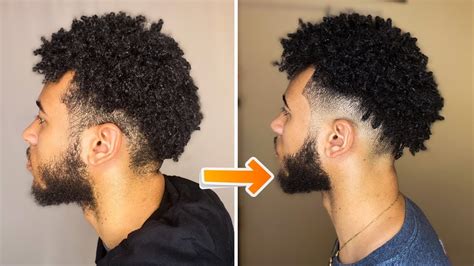 BLACK MEN CURLY HAIR DROP FADE | Stay at Home Haircut - YouTube