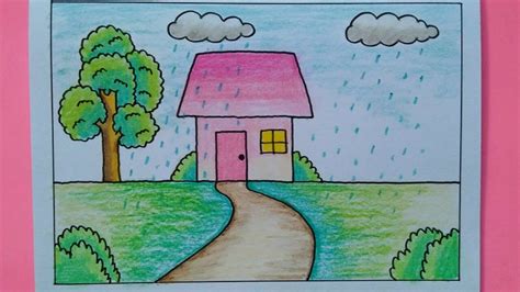 Rainy Day Scene Drawing Easy ~ Drawing Kids Easy Draw Rainy Season Rain ...