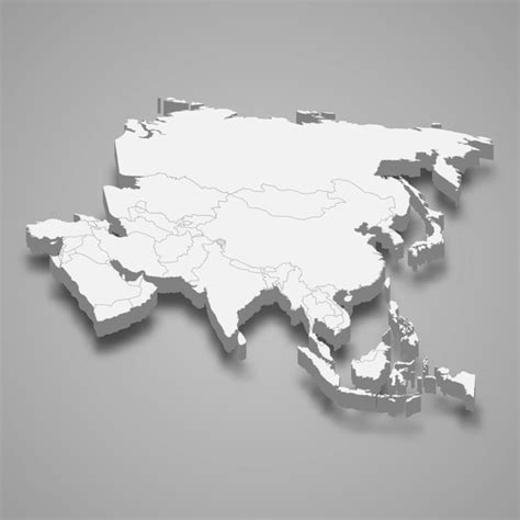 3d map of asia | Premium Vector