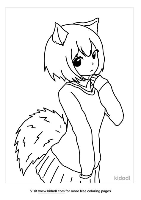 Anime Wolf Girl Coloring Pages