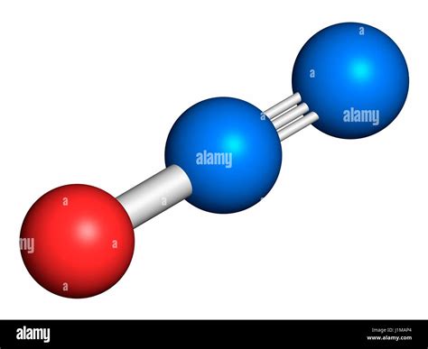 Nitrous oxide (NOS, laughing gas, N2O) molecule. Used in surgery as ...