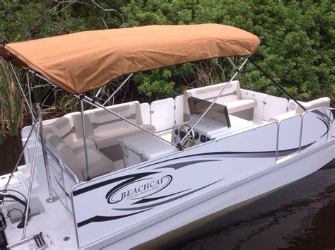 10′ Standard Sunbrella Fabric Bimini Top Kit – Beachcat Saltwater Pontoon Boats