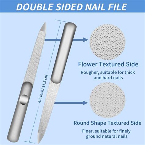 Nail Files-Metal Nail File, Professional Double Sided Nail Files for Natural Nails, Stainless ...