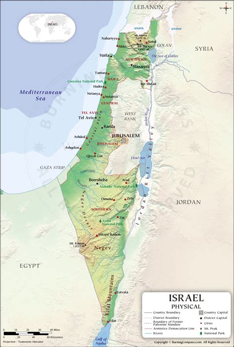 Israel Physical Map, Israel Physical Features Map