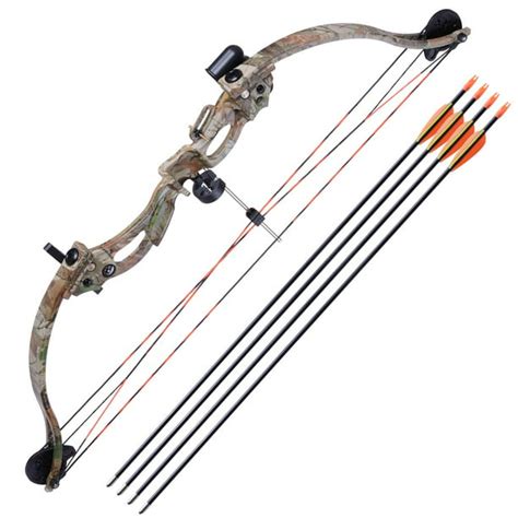 34" Junior Compound Bow Kit w/ 4pcs 28" Arrow Set Youth Archery Draw Weight 20lbs Hobby Right ...