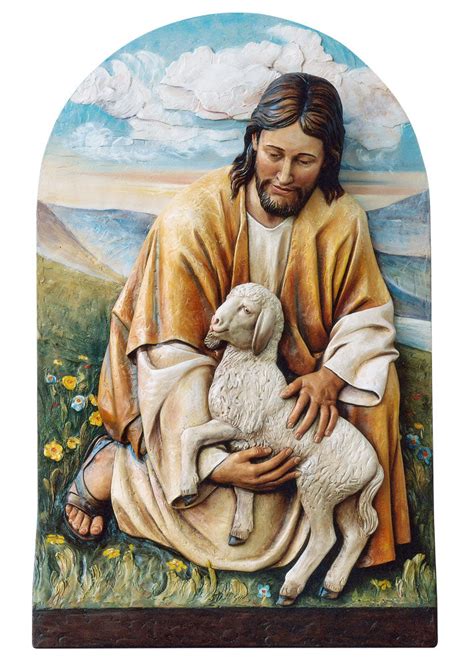 Jesus Holding Lamb Statue | Demetz